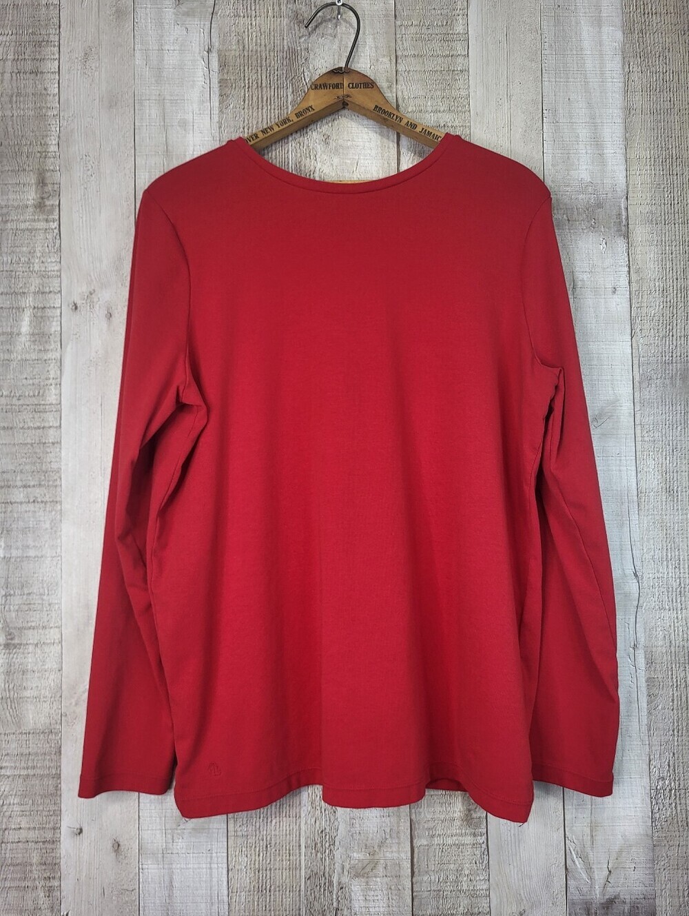 Lauren Ralph Lauren Red Long-Sleeve Crewneck Tee. Size 1X. Cotton Blend.